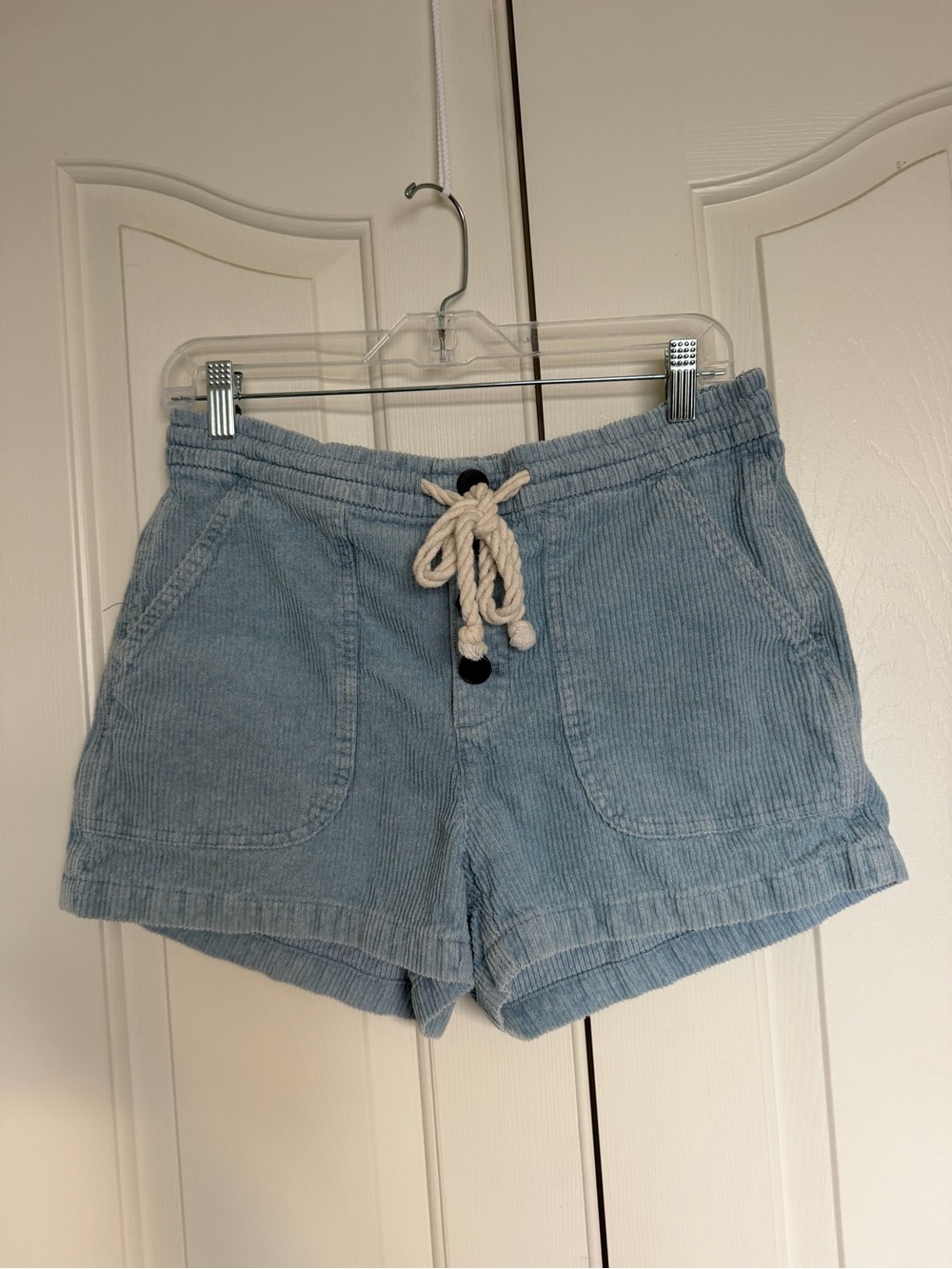 J. Crew Light Blue Corduroy Drawstring Women's Athletic Shorts